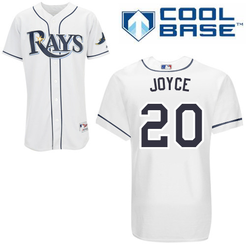 Matt Joyce #20 MLB Jersey-Tampa Bay Rays Men's Authentic Home White Cool Base Baseball Jersey